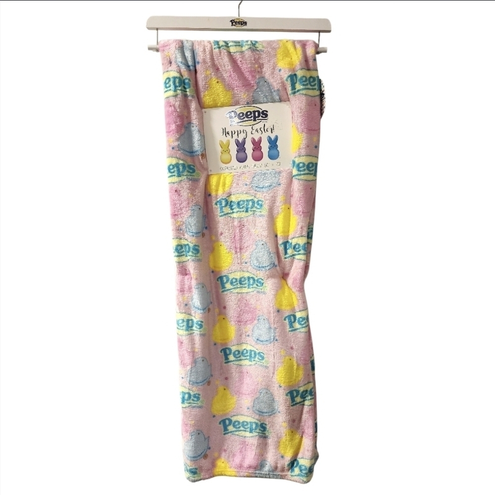 Peeps Pink Happy Easter Oversized Plush Blanket Throw, NWT